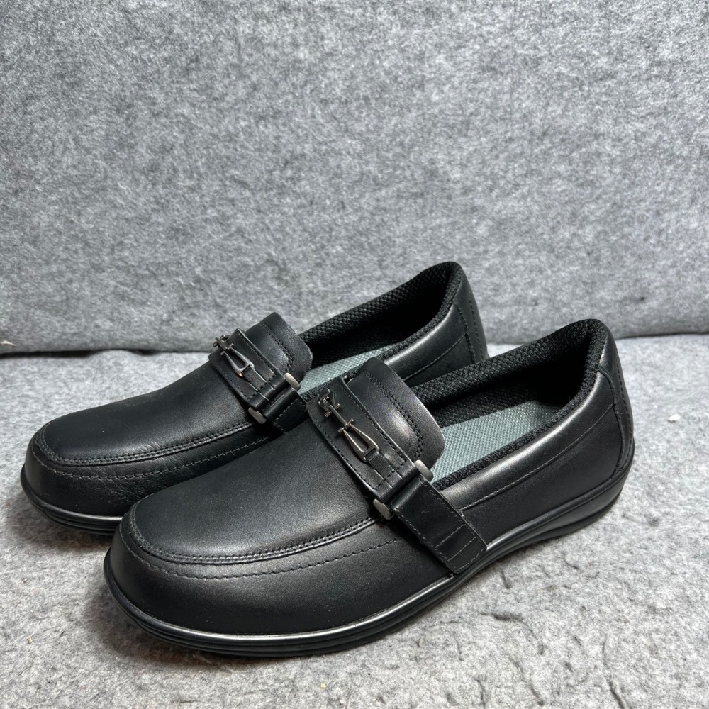 Orthofeet Womens Black Leather Bit Loafer Comfort Slip On Shoes Size 11.5 Wide